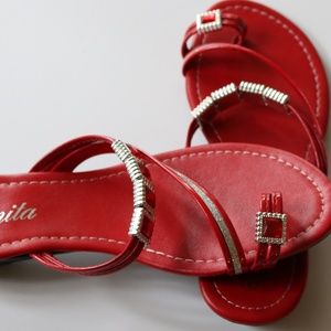 Red Jeweled Sandals